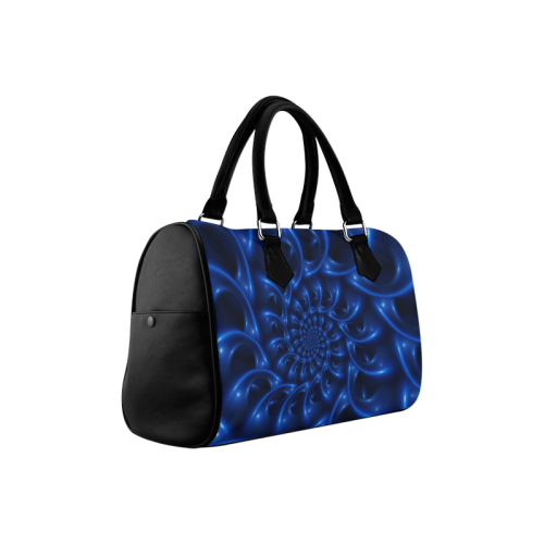 Blue Glossy Spiral Fractal Boston Handbag (Model 1621)