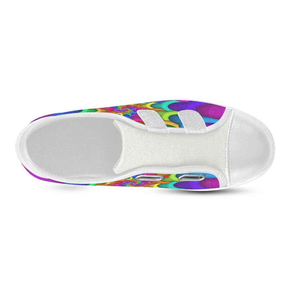 Psychedelic Rainbow Spiral Velcro Canvas Kid's Shoes (Model 008)