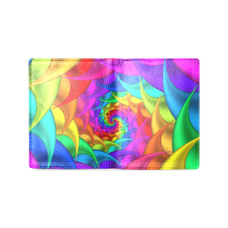 Psychedelic Rainbow Spiral Men's Leather Wallet (Model 1612)