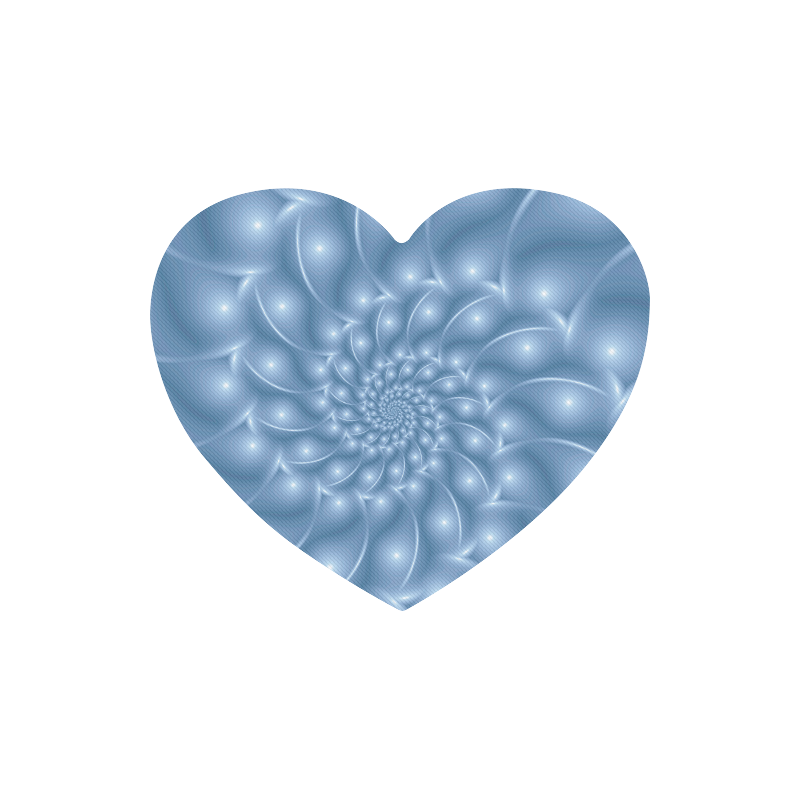 Pastel Blue Glossy Spiral Fractal Heart-shaped Mousepad