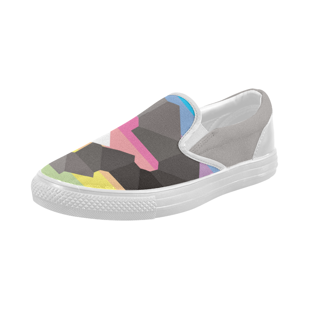 Square Spectrum (Grayscale) Women's Slip-on Canvas Shoes (Model 019)
