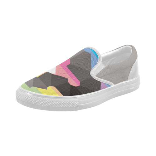 Square Spectrum (Grayscale) Women's Slip-on Canvas Shoes (Model 019)