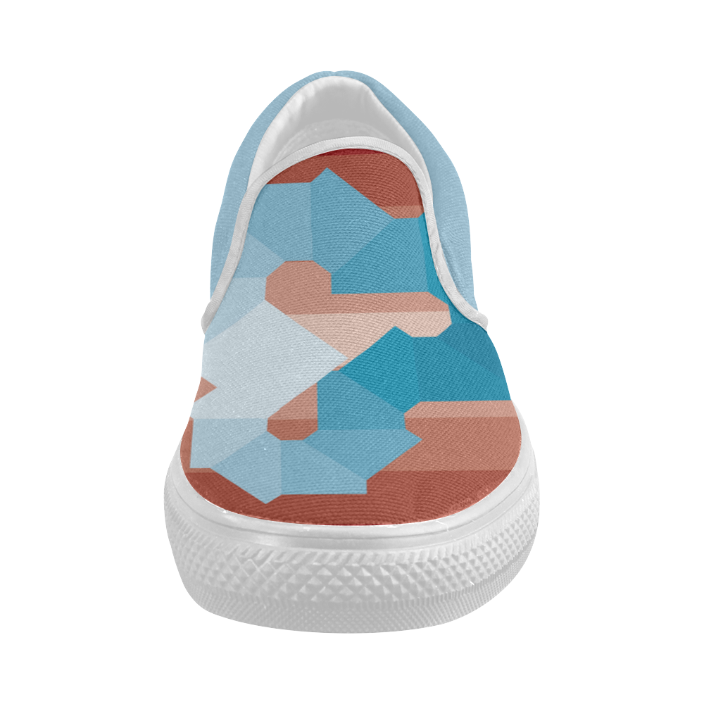 Square Spectrum (Cyan) Women's Slip-on Canvas Shoes (Model 019)