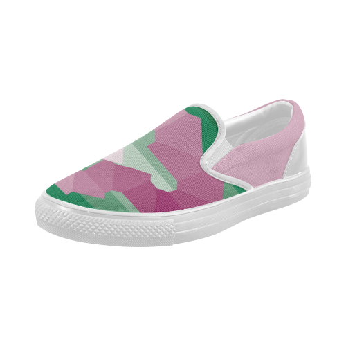 Square Spectrum (Magenta) Women's Slip-on Canvas Shoes (Model 019)