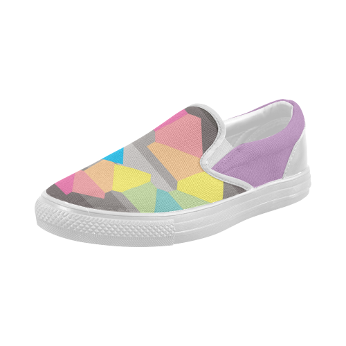 Square Spectrum (Rainbow) Women's Slip-on Canvas Shoes (Model 019)