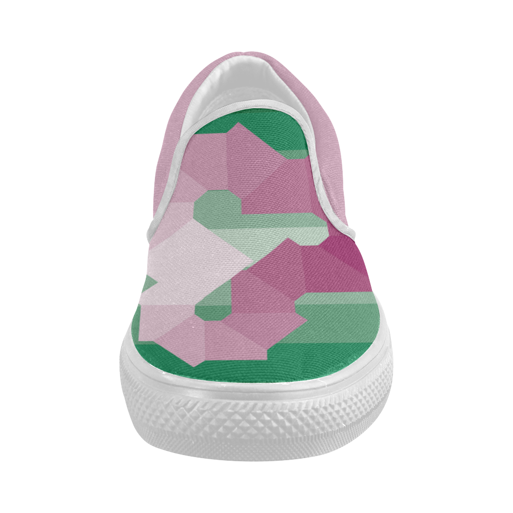 Square Spectrum (Magenta) Women's Slip-on Canvas Shoes (Model 019)
