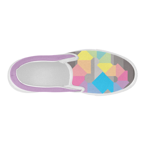 Square Spectrum (Rainbow) Women's Slip-on Canvas Shoes (Model 019)