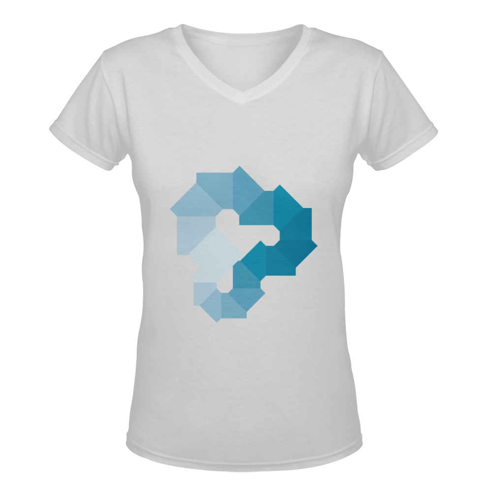 Square Spectrum (Cyan) Women's Deep V-neck T-shirt (Model T19)