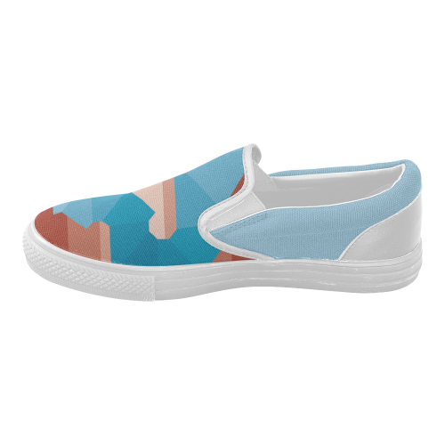 Square Spectrum (Cyan) Women's Slip-on Canvas Shoes (Model 019)