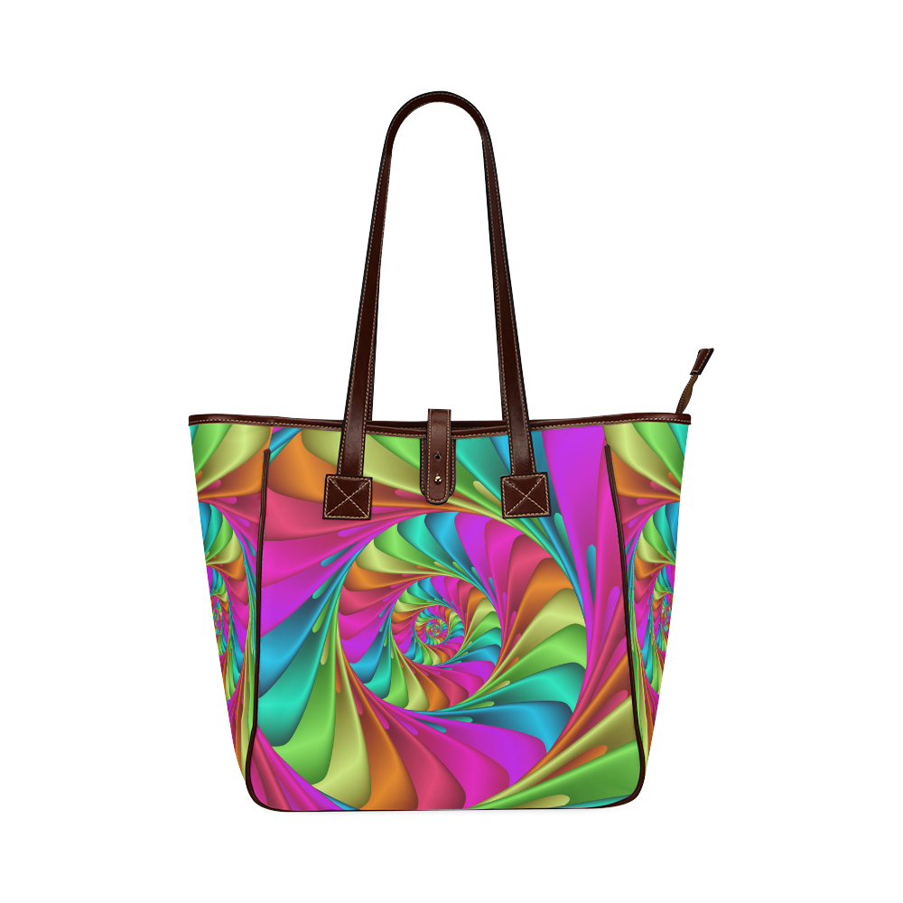 Psychedelic Rainbow Spiral Tote Bag 13" Classic Tote Bag (Model 1644)