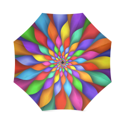 Rainbow Spiral Petals Flower Umbrella Foldable Umbrella (Model U01)