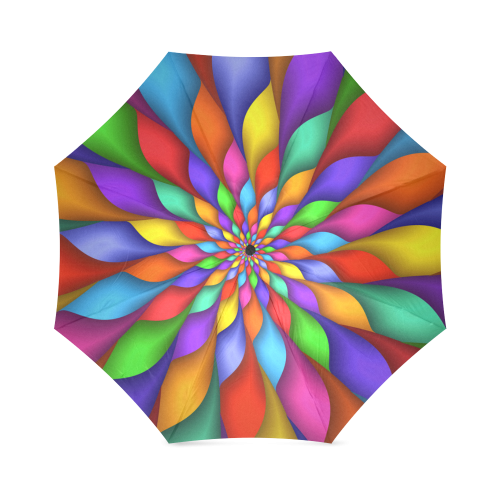 Rainbow Spiral Petals Flower Umbrella Foldable Umbrella (Model U01)