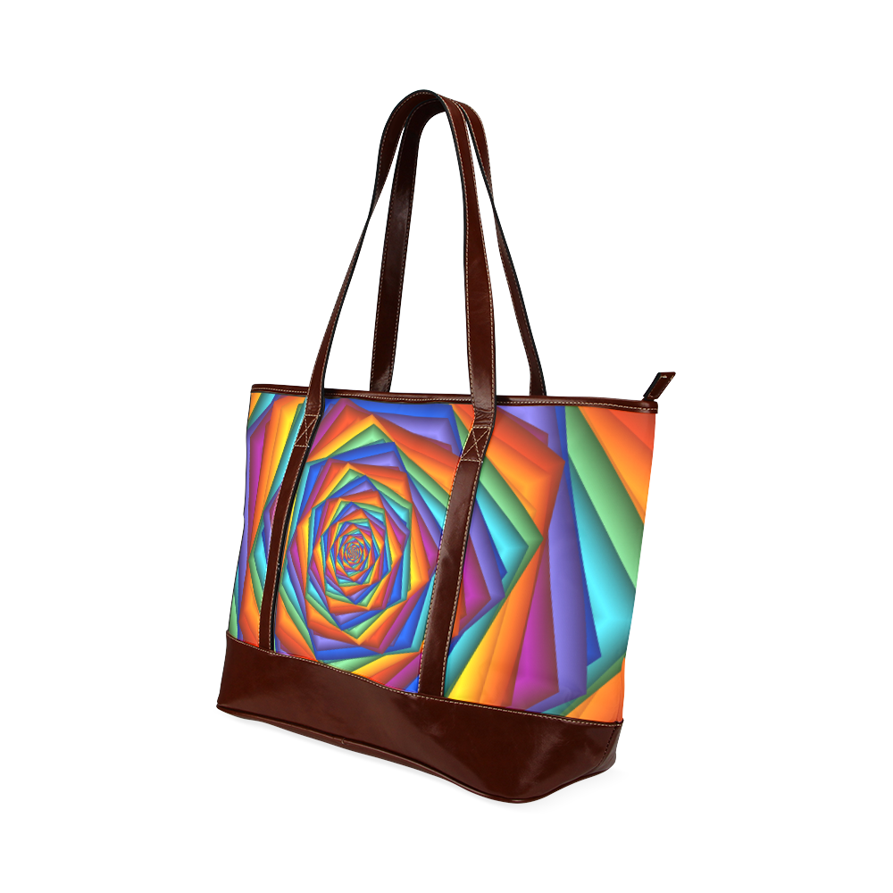 Psychedelic Rainbow Spiral Tote Bag 11" Tote Handbag (Model 1642)