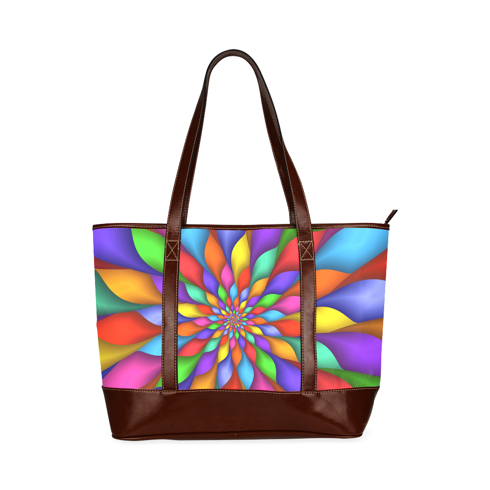Psychedelic Rainbow Spiral Tote Bag 11" Tote Handbag (Model 1642)