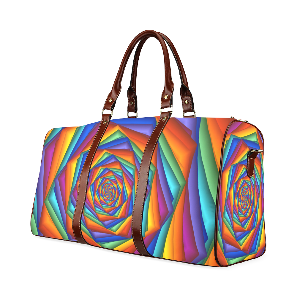 Psychedelic Rainbow Spiral Waterproof Travel Bag Waterproof Travel Bag/Large (Model 1639)