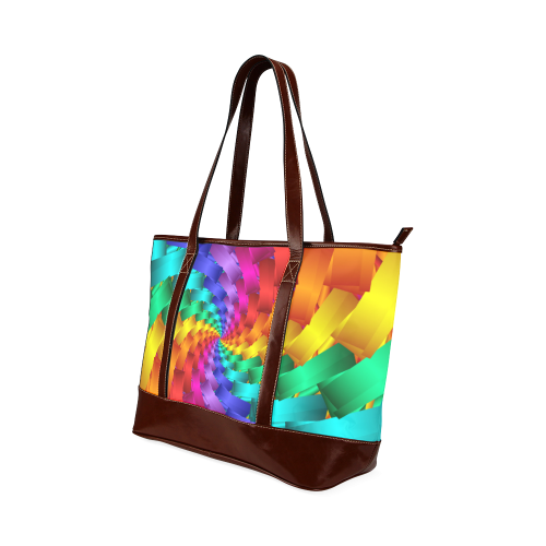 Psychedelic Rainbow Spiral Tote Bag 11" Tote Handbag (Model 1642)