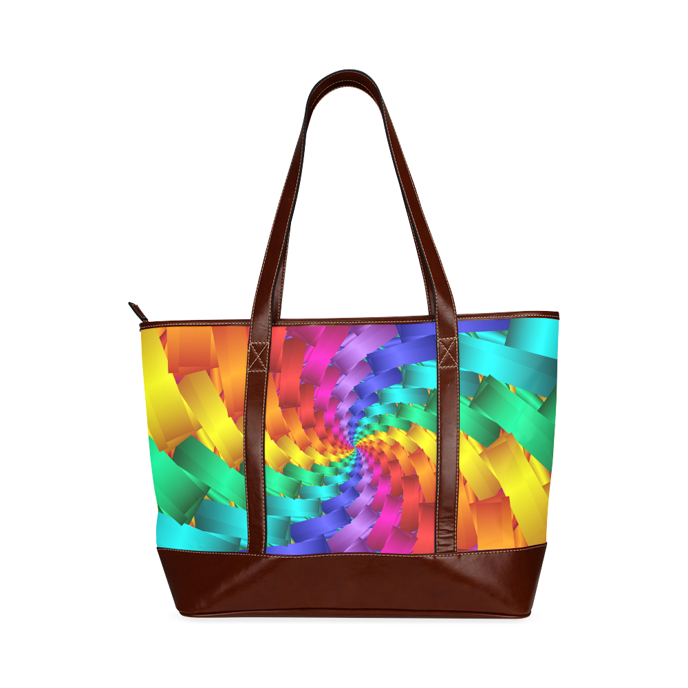 Psychedelic Rainbow Spiral Tote Bag 11" Tote Handbag (Model 1642)