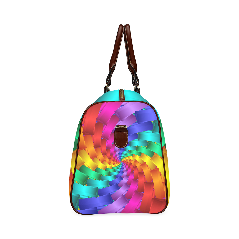 Psychedelic Rainbow Spiral Waterproof Travel Bag Waterproof Travel Bag/Large (Model 1639)