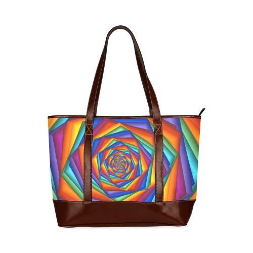 Psychedelic Rainbow Spiral Tote Bag 11" Tote Handbag (Model 1642)