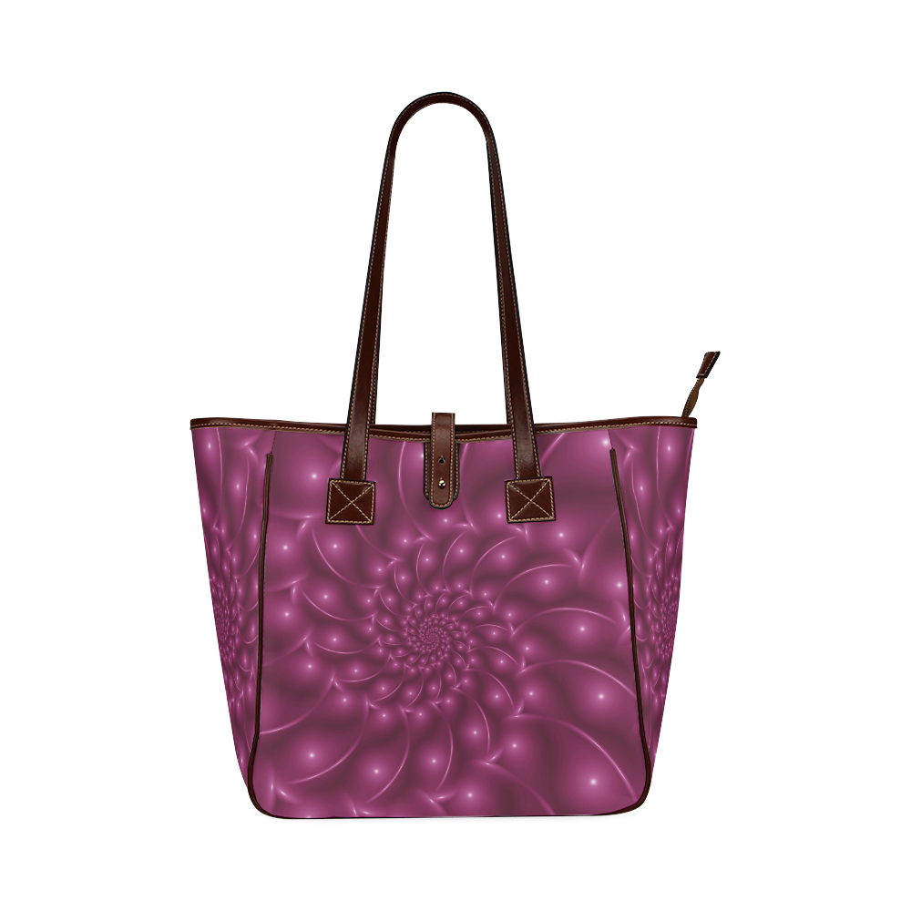 Glossy Berry Pink Spiral Tote Bag Classic Tote Bag (Model 1644)