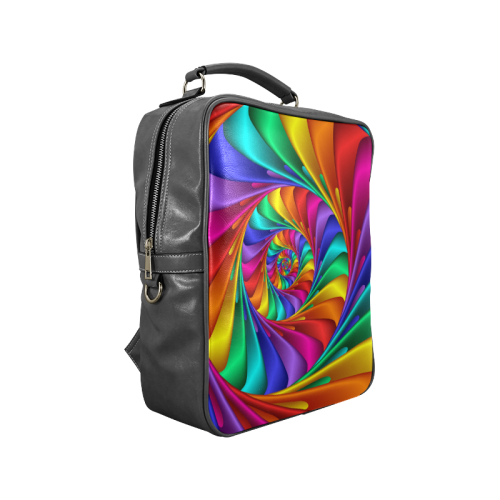 Psychedelic Rainbow Spiral Square Backpack Square Backpack (Model 1618)