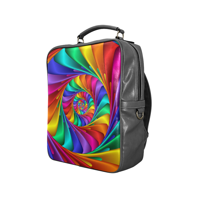 Psychedelic Rainbow Spiral Square Backpack Square Backpack (Model 1618)