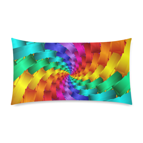 Psychedelic Rainbow Spiral Rectangle Pillow Case one side 20x36 Custom Rectangle Pillow Case 20"x36" (one side)