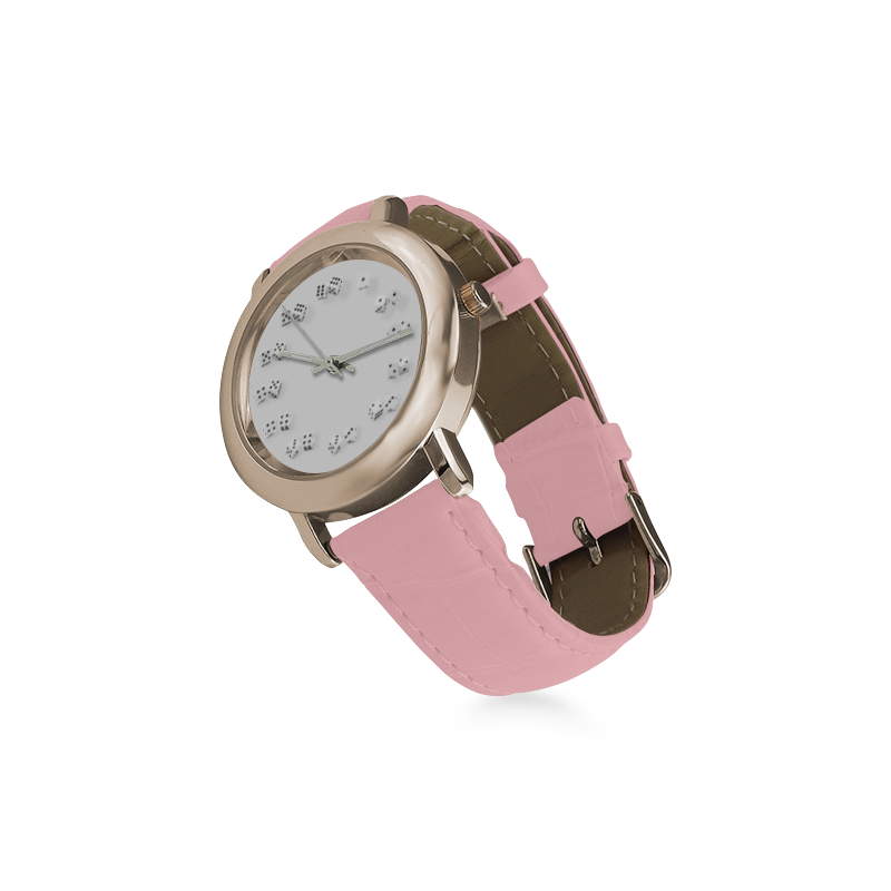 Conceptual Dice Clock Women's Rose Gold Leather Strap Watch(Model 201)
