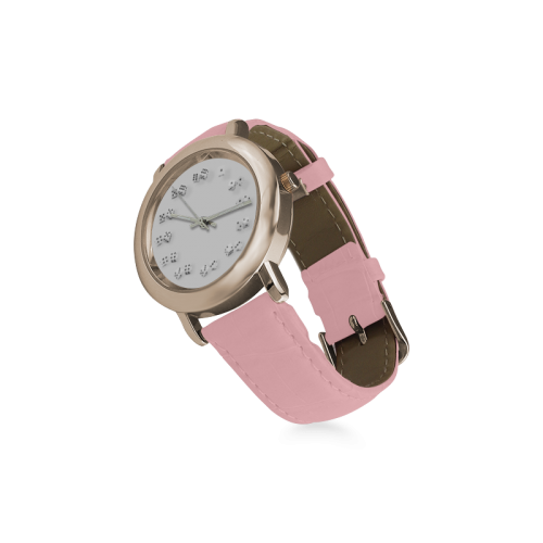 Conceptual Dice Clock Women's Rose Gold Leather Strap Watch(Model 201)