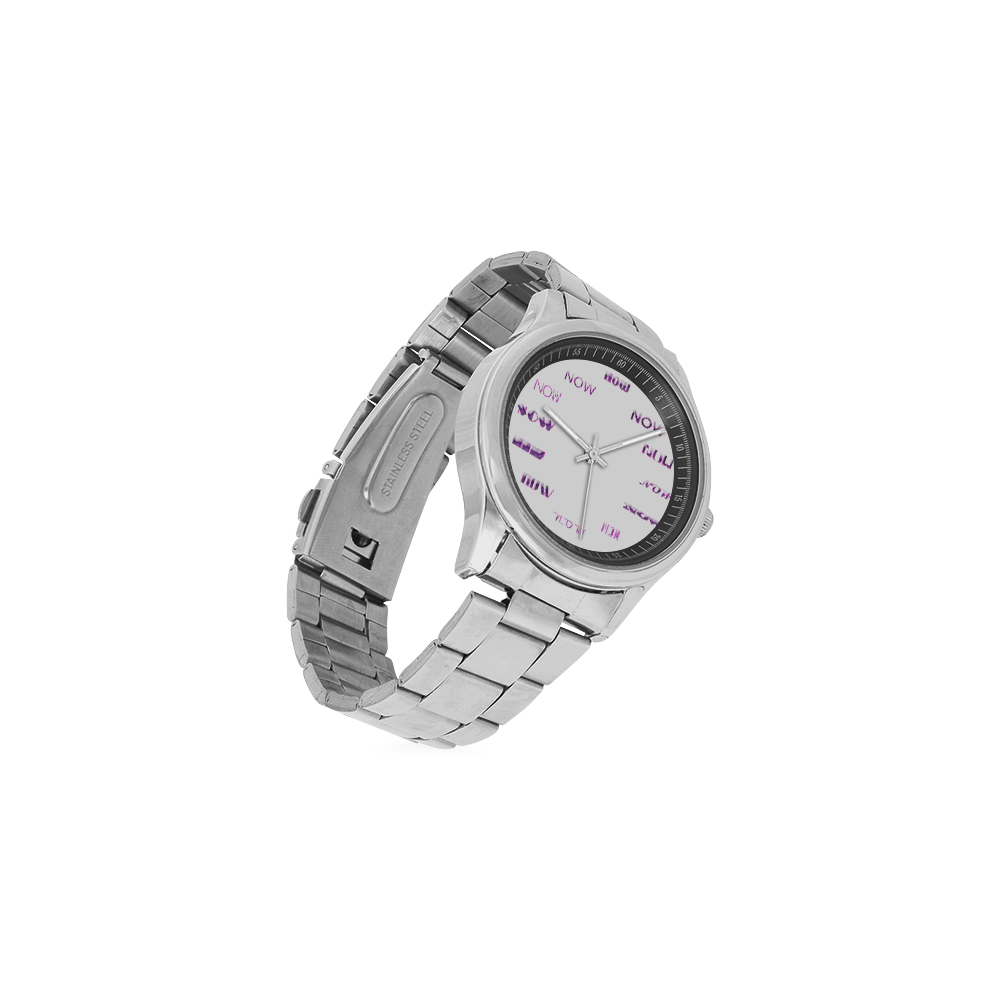 Funny Purple Now Men's Stainless Steel Watch(Model 104)
