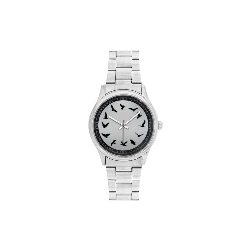 Conceptual Time Flies Bird Men's Stainless Steel Watch(Model 104)