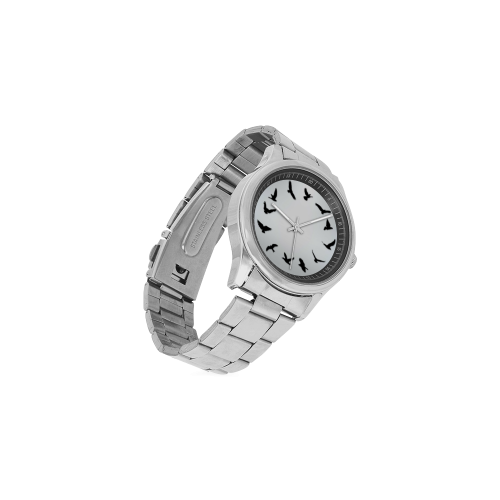 Conceptual Time Flies Bird Men's Stainless Steel Watch(Model 104)