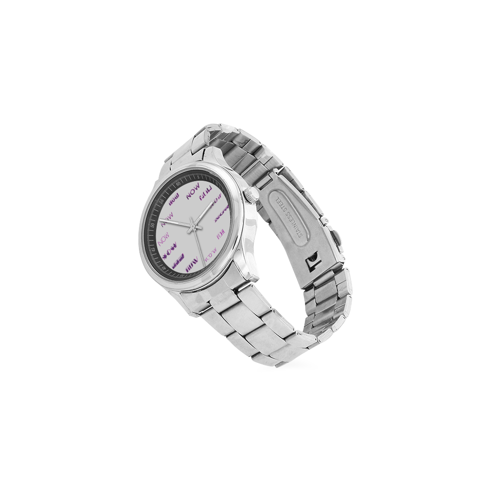 Funny Purple Now Men's Stainless Steel Watch(Model 104)