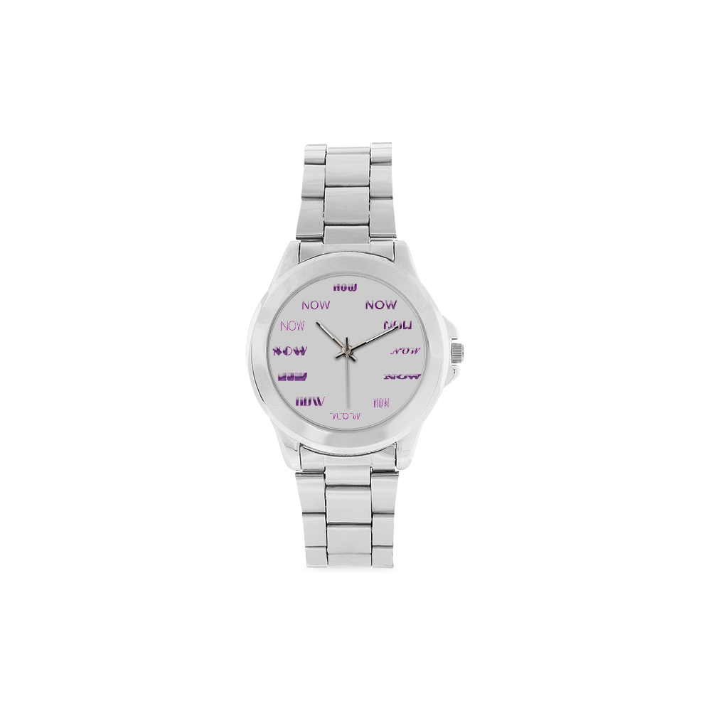 Funny Purple Now Unisex Stainless Steel Watch(Model 103)