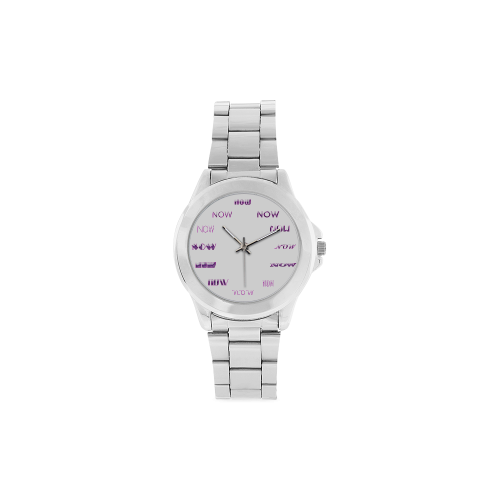 Funny Purple Now Unisex Stainless Steel Watch(Model 103)