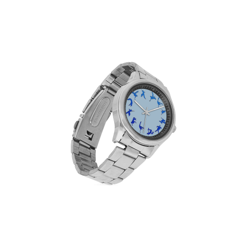 Conceptual Blue B-boy hip hop dancer Men's Stainless Steel Watch(Model 104)