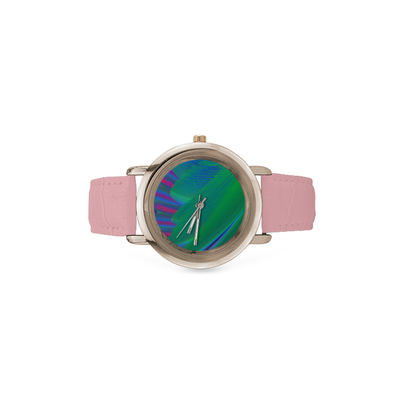 GOOD MORNING NEON Women's Rose Gold Leather Strap Watch(Model 201)