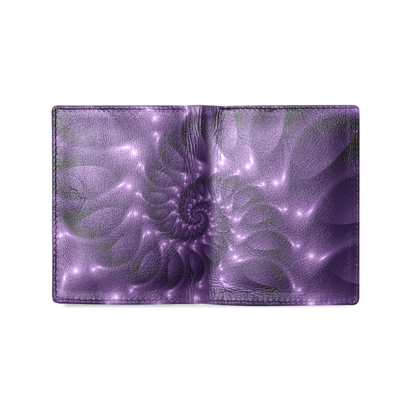 Glossy Purple Spiral Men's Leather Wallet (Model 1612)