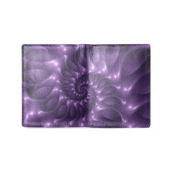 Glossy Purple Spiral Men's Leather Wallet (Model 1612)
