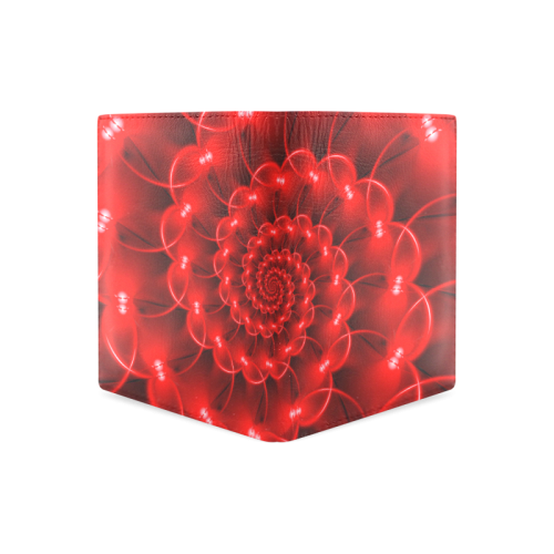 Glossy Red Spiral Men's Leather Wallet (Model 1612)