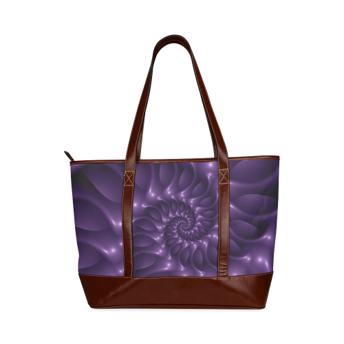 Purple Glossy Spiral Tote Handbag (Model 1642)