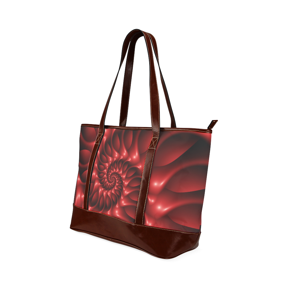 Plum Red Glossy Spiral Tote Handbag (Model 1642)