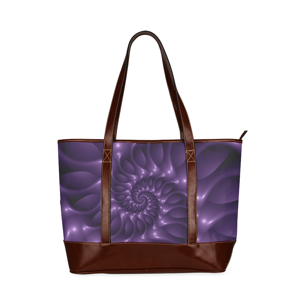 Purple Glossy Spiral Tote Handbag (Model 1642)