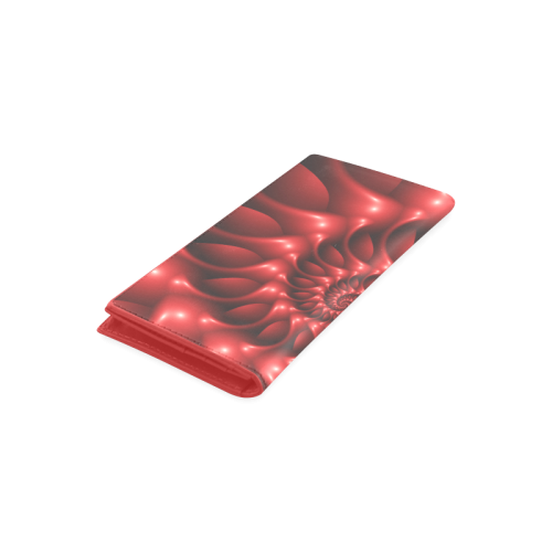 Glossy Red Spiral Women's Leather Wallet (Model 1611)