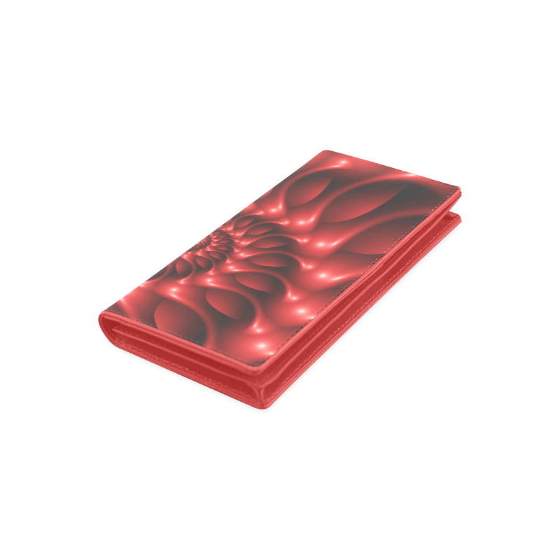 Glossy Red Spiral Women's Leather Wallet (Model 1611)