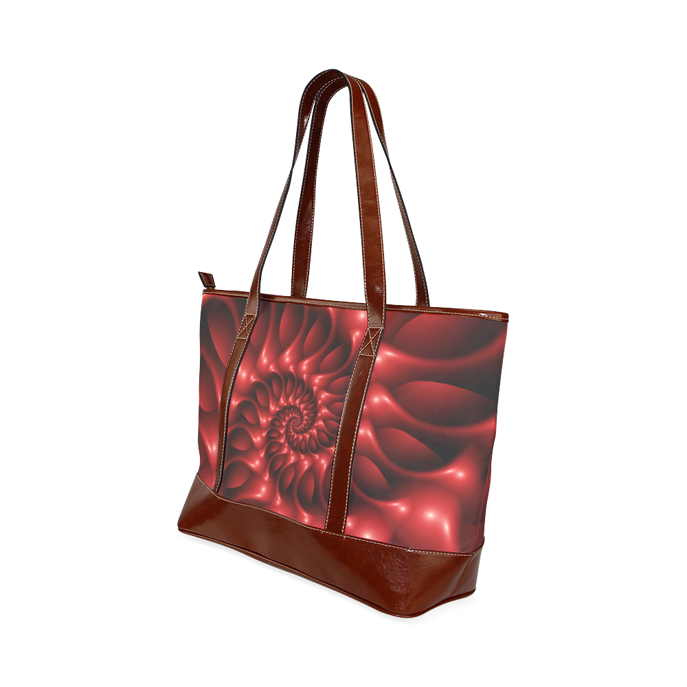 Plum Red Glossy Spiral Tote Handbag (Model 1642)