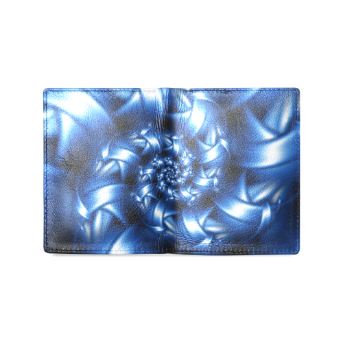Glossy Blue Spiral Men's Leather Wallet (Model 1612)