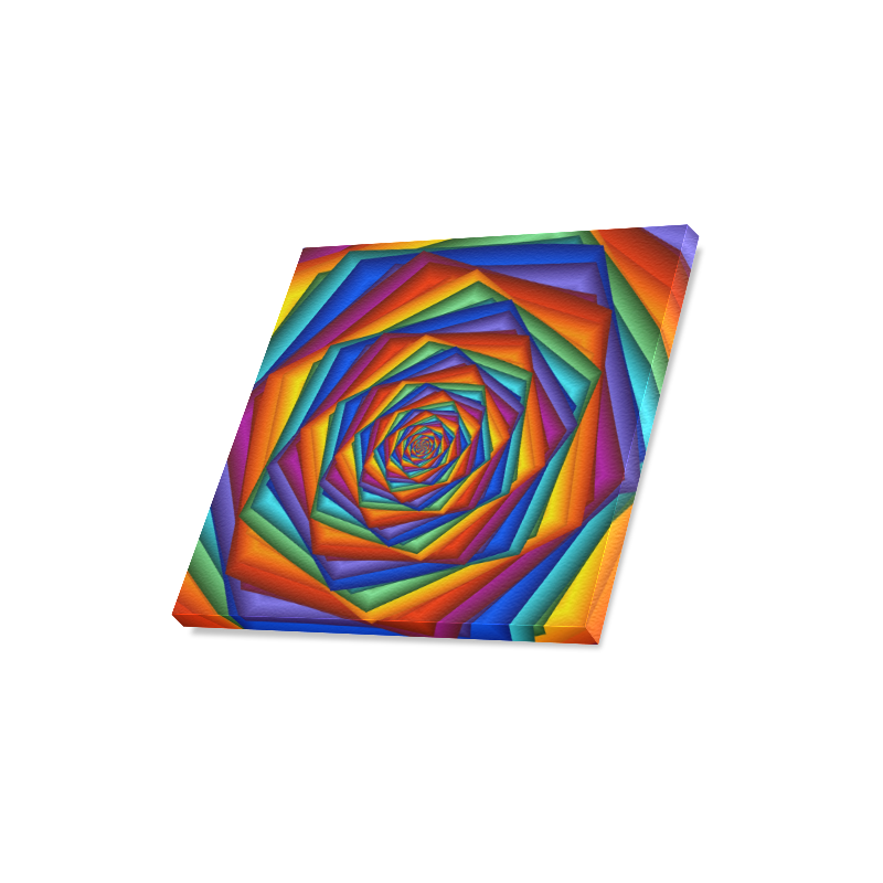 Psychedelic Rainbow Spiral Canvas Print 16"x16"