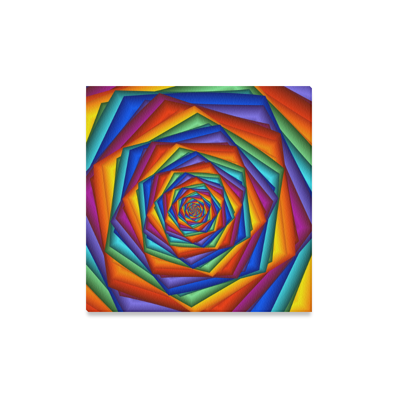 Psychedelic Rainbow Spiral Canvas Print 16"x16"
