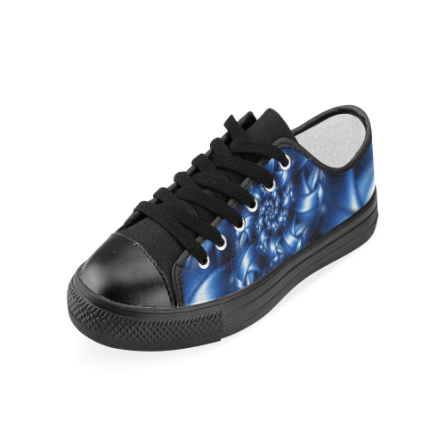 Glossy Blue Spiral Women's Classic Canvas Shoes (Model 018)